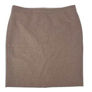 J. Crew‎ Pencil Wool Skirt Tan Size 14 Wool Blend Classic Career Office Academia